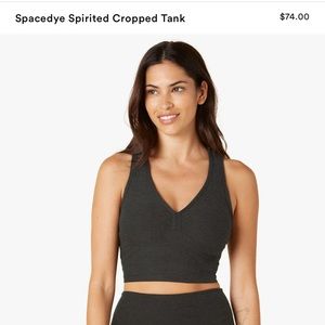 Beyond Yoga, Spirited Cropped Tank in Spacedye Black, Size Medium
